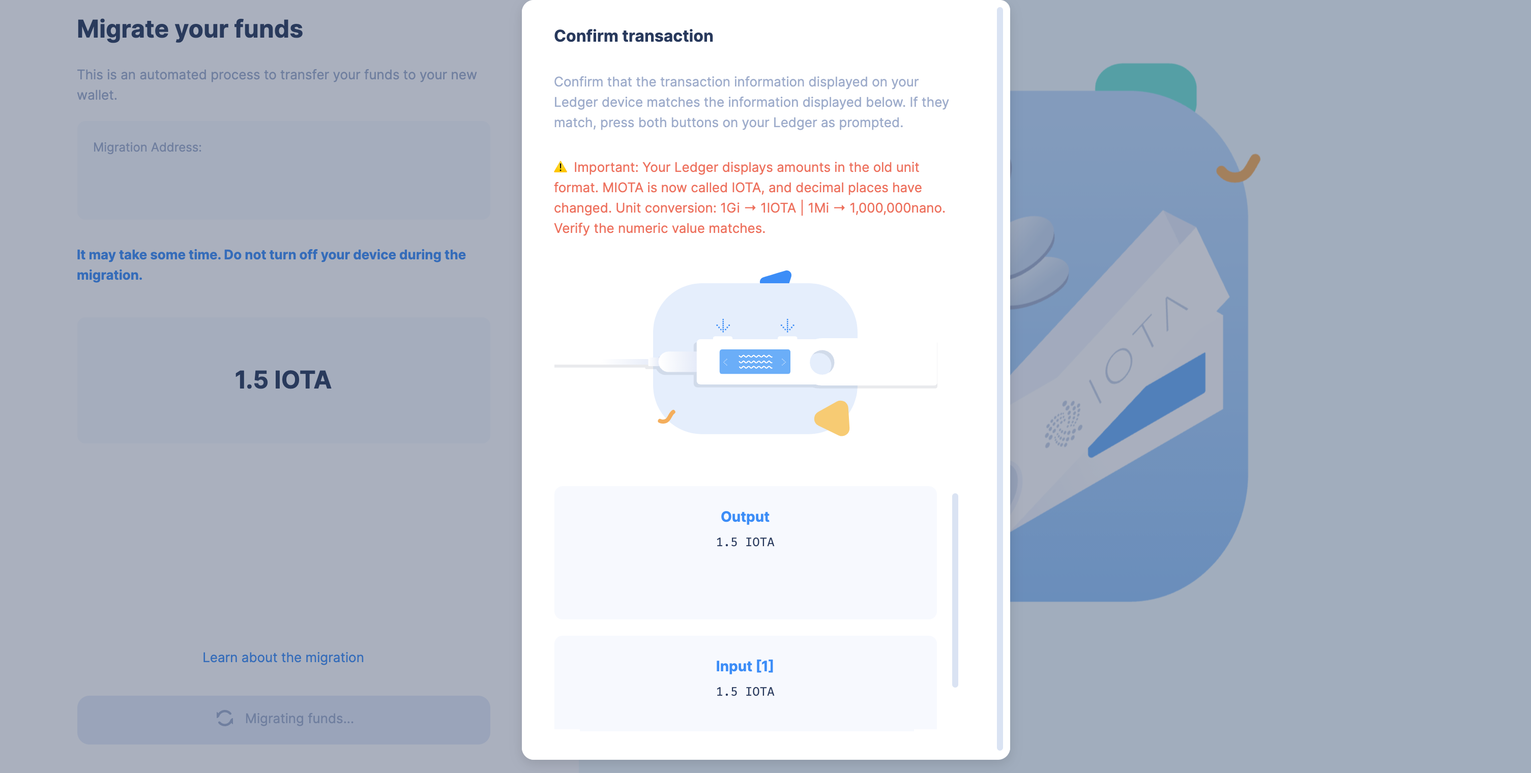 Legacy Migration Tool Ledger Confirm